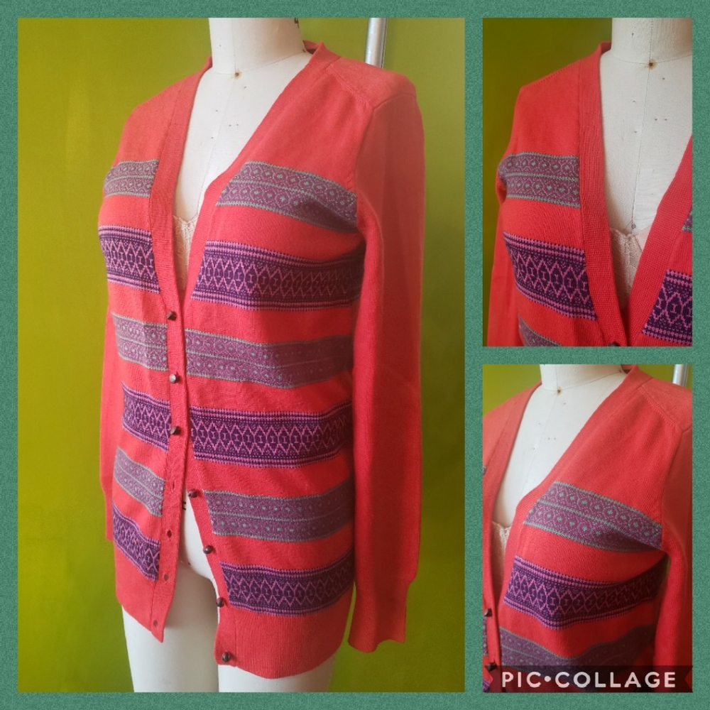 J.Crew Multi Color Stripe Fair Isle Cardigan